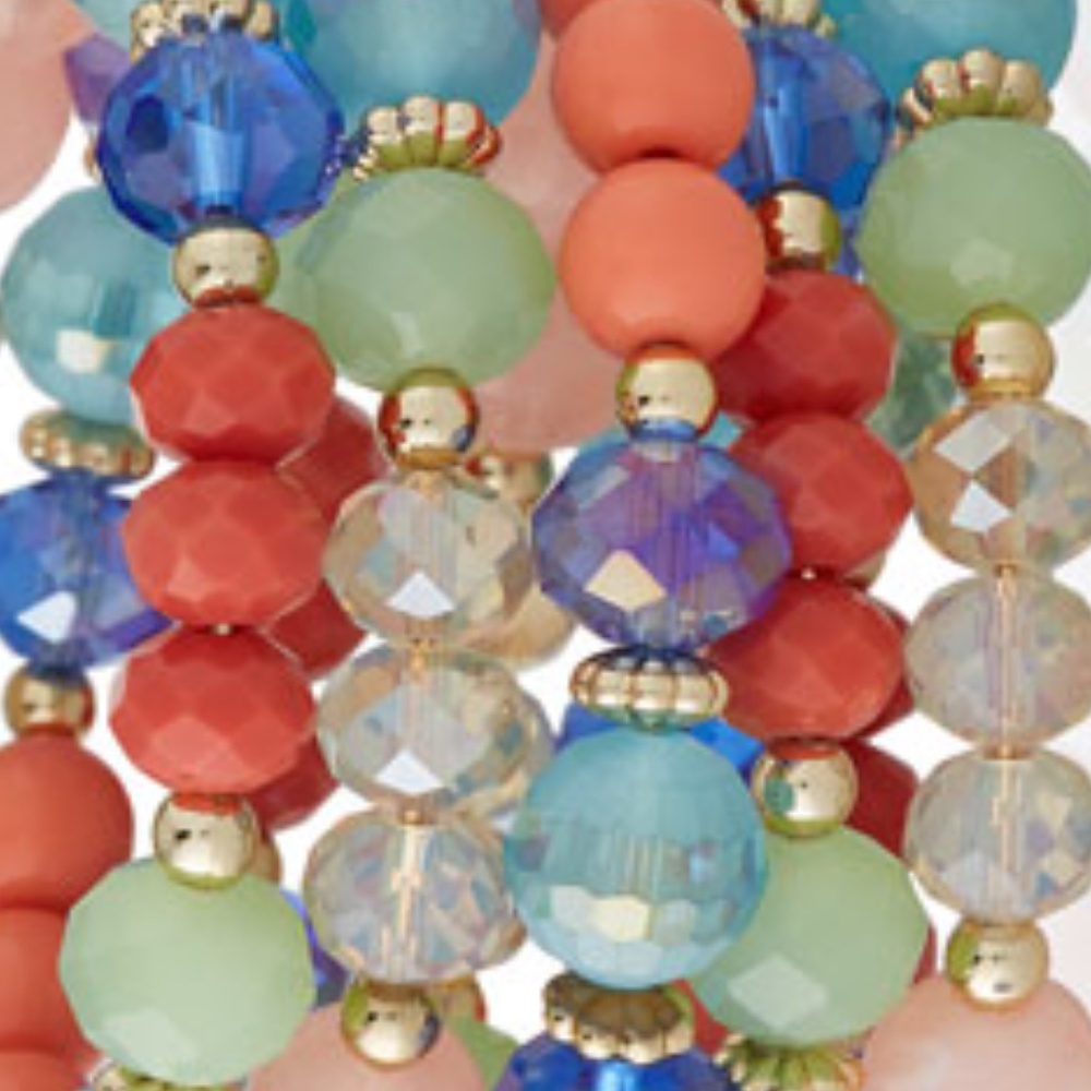 GREENBEADS Aqua Beaded Wraparound Bracelet